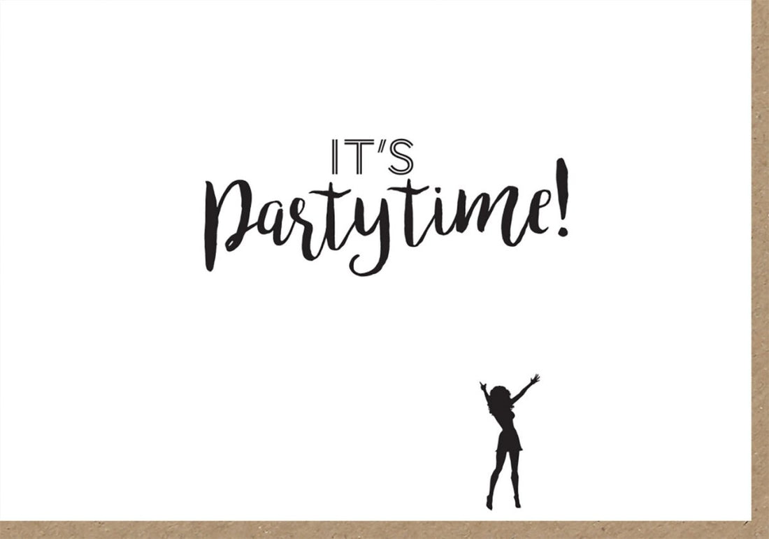 Geburtstagskarte für Frauen - Elegante Doppelkarte "Partytime" mit Stilvollem Design, Glückwunsch & Jubiläumsfeier Motiv, Festliche Gratulationskarte