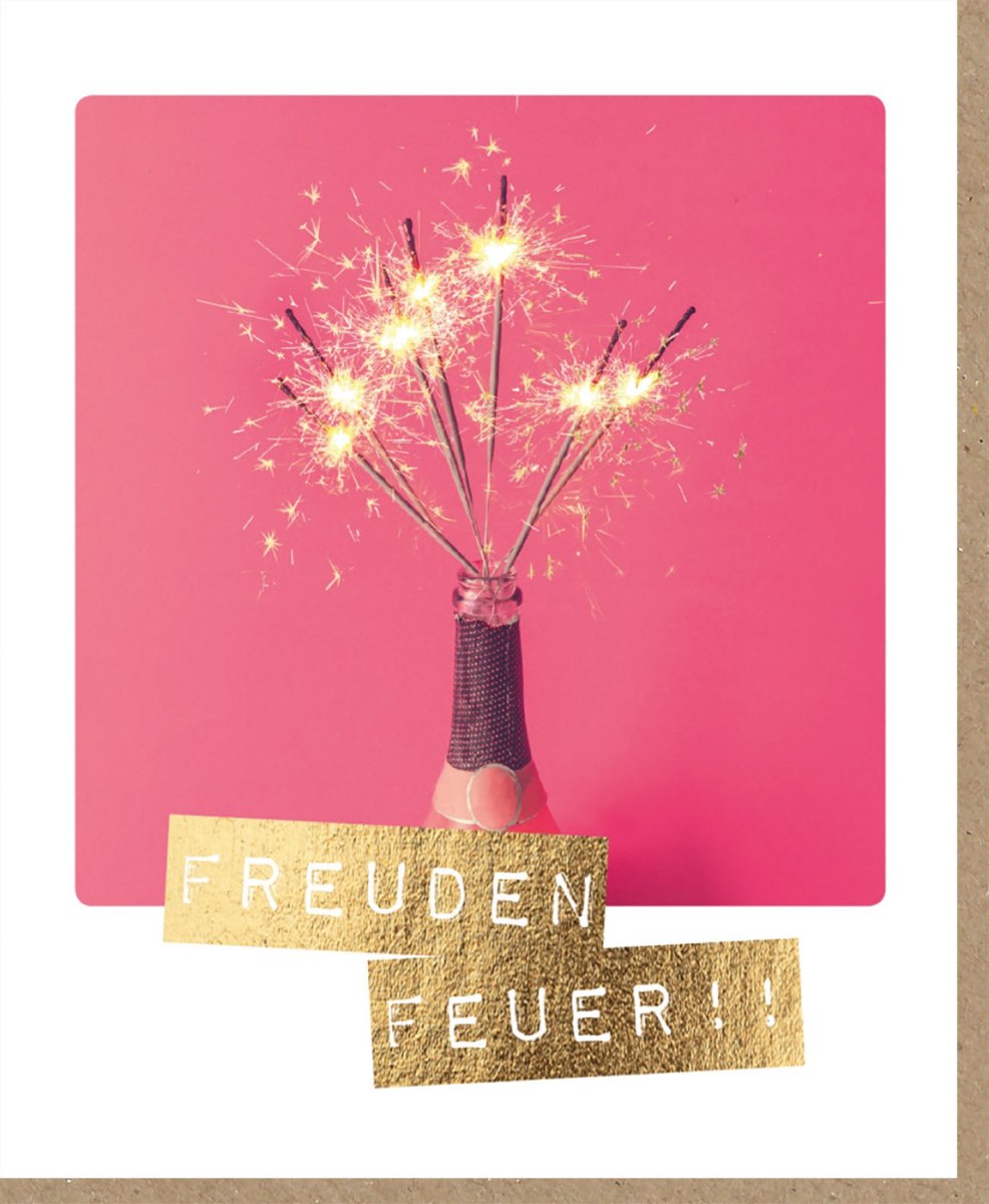 Geburtstagskarte für Frauen - Elegante Glückwunschkarte mit Wunderkerzen - Motiv, Festliche Feier in Pink und Gold, Sparkle Celebration Doppelkarte, Freudenfeuer Design