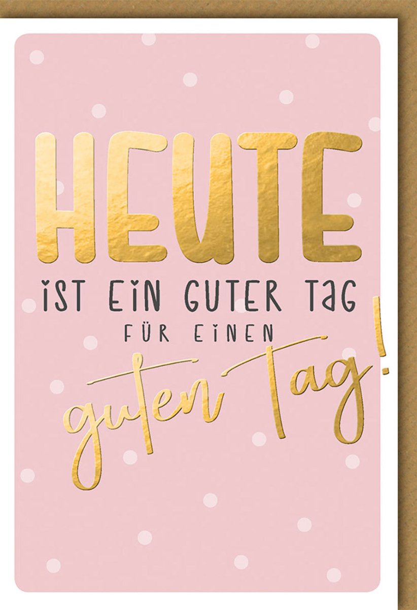 Geburtstagskarte für Frauen - Elegante Glückwunschkarte zum Geburtstag in Rosa und Gold mit Punkten und inspirierendem Motivationsspruch, Hochwertige Doppelkarte