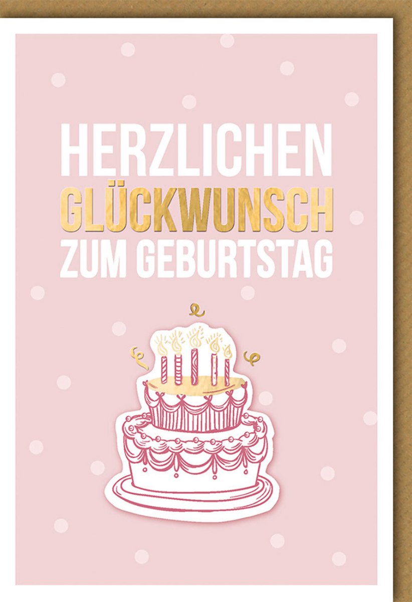 Geburtstagskarte für Frauen - Elegante Glückwunschkarte zum Geburtstag mit Tortendesign, Rosa Punkte, Feierlich & Stilvoll - Hochwertige Papeterie Doppelkarte