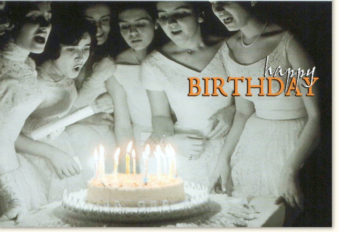 Geburtstagskarte für Frauen - Elegante Vintage Schwarzweiß - Torten - Design Doppelkarte mit Kerzen, Glückwunschtext für Feierlichkeit & Geburtstagsfeier, Edle Gratulationskarte mit Kuchen - Motiv