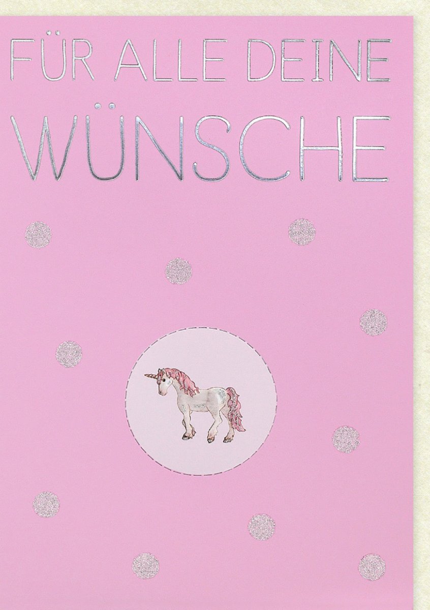 Geburtstagskarte für Frauen - Glitzerndes Einhorn, Rosa Pailletten, Magische Wünsche - Happy Birthday Celebration Grußkarte