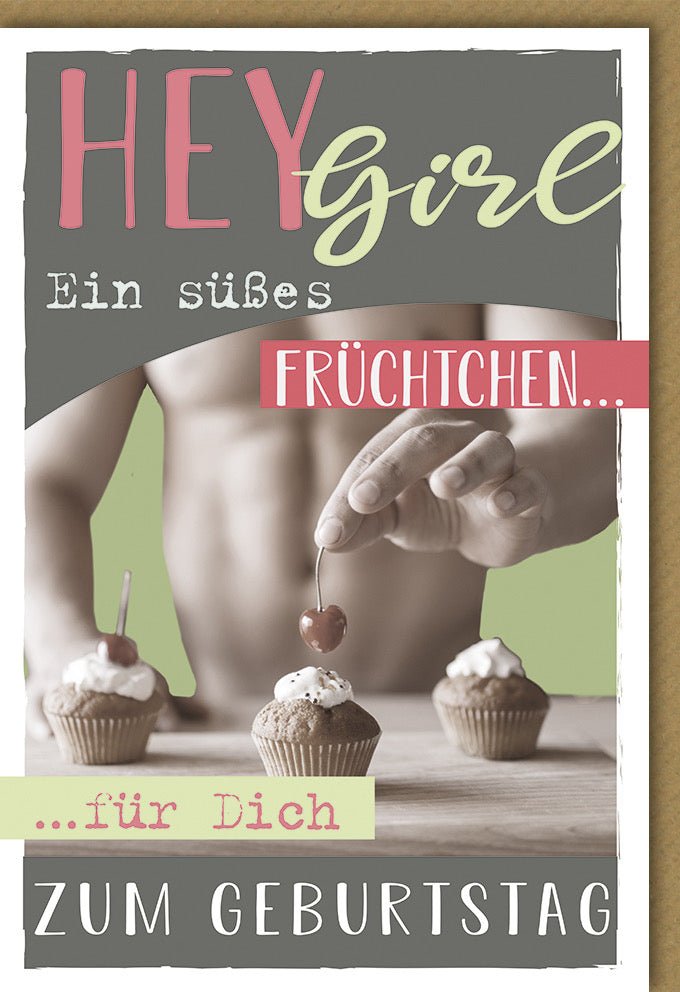 Geburtstagskarte für Frauen - Herzliche Glückwünsche mit Cupcake & Früchte Design, Humorvolle Feierkarte für Freundin, Schwester, Mutter oder Tochter