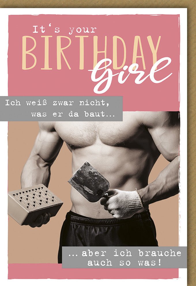 Geburtstagskarte für Frauen - Humorvolle & Sexy Mann mit Muskeln Motiv, Witzige Überraschung mit Spaß & Glückwünschen