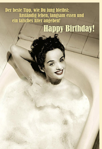 Geburtstagskarte für Frauen - Lustige Retro Doppelkarte mit anständigem Spruch - Happy Birthday Lebensfreude