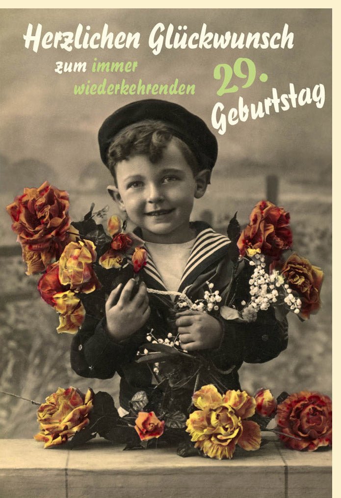 Geburtstagskarte für Frauen - Lustige Vintage Retro Doppelkarte mit Blumenstrauß, Humorvolle Glückwünsche, Originell & Witzig, Ideal für Freundin, Schwester & Kollegin in Sepia Braunton