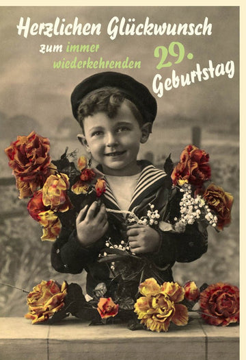 Geburtstagskarte für Frauen - Lustige Vintage Retro Doppelkarte mit Blumenstrauß, Humorvolle Glückwünsche, Originell & Witzig, Ideal für Freundin, Schwester & Kollegin in Sepia Braunton