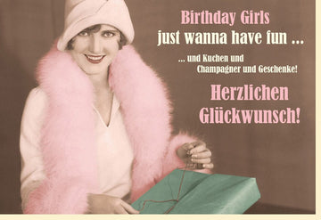 Geburtstagskarte für Frauen - Spaßige Vintage Retro Rosa Glückwunsch - Doppelkarte, Elegante Feier & Party Humor Karte für Freundin, Schwester, Mutter - Stilvoll & Lustig in Pink