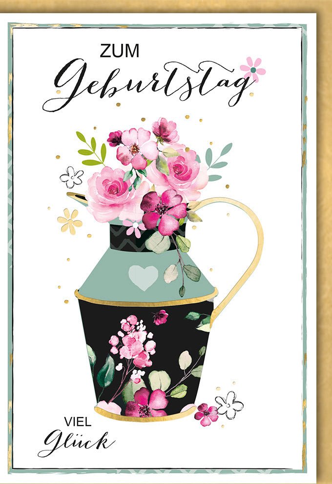 Geburtstagskarte für Frauen - Stilvolle Vintage Floral Design Doppelkarte mit Eleganz, Herzlichen Glückwunsch Motiv