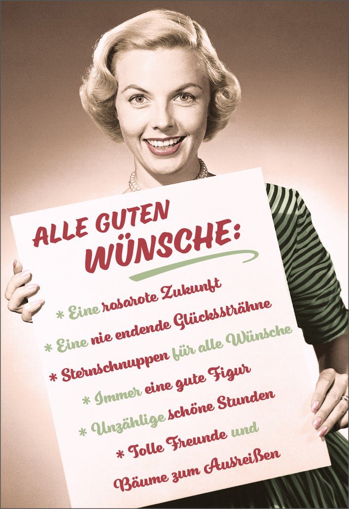 Geburtstagskarte für Frauen - Witzige & Stilvolle Retro Glückwunschkarte mit Spruch "Rosarote Zukunft" - Humorvolle Vintage Grußkarte zum Geburtstag, Weiblich, Originell & Kreativ