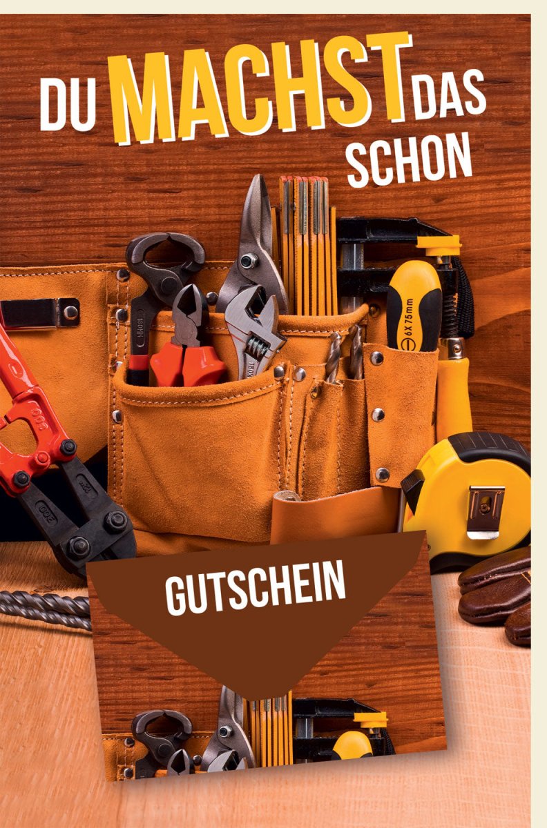 Geburtstagskarte für Handwerker - Doppelkarte mit Umschlag, Ideal als Geldgeschenk oder Gutschein, Werkzeug - Motiv, Heimwerker Geschenkkarte für Männer, Baumarkt DIY Gratulationskarte