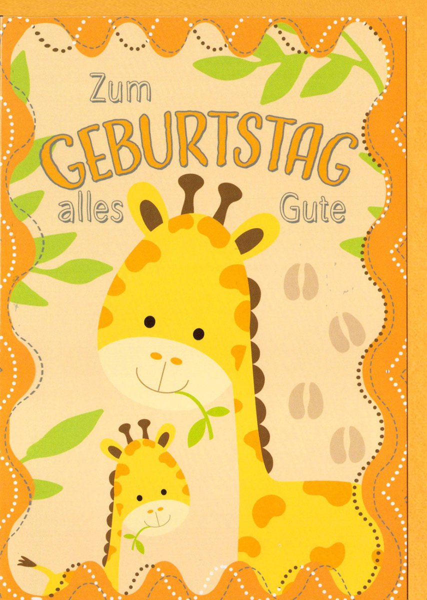 Geburtstagskarte für Kinder - Fröhliche Giraffe, Bunte Glückwunsch Doppelkarte mit Niedlichem Tiermotiv, Cartoon Illustration