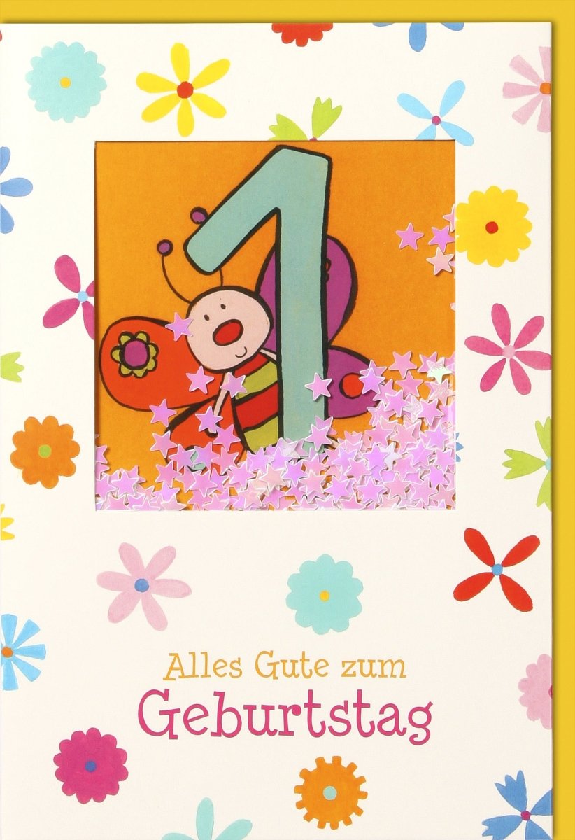 Geburtstagskarte für Kinder - Fröhliche Glückwunschkarte zum 7. Geburtstag mit Bunten Blumen & Lustiger Biene, Ideal für Mädchen & Jungen, Party Dekoration, Bunte Gratulationskarte