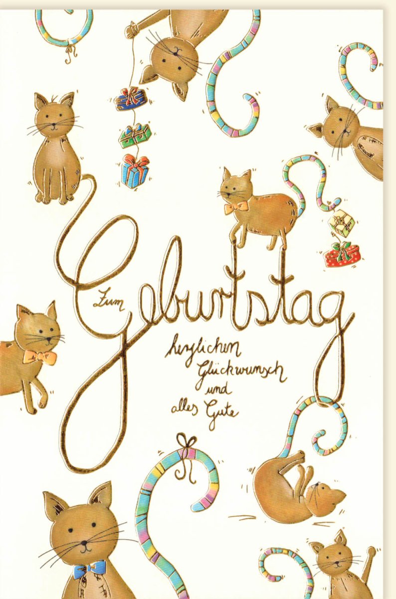 Geburtstagskarte für Kinder - Niedliche Katzen Illustration, Bunte Glückwunsch Doppelkarte mit Spaßfaktor für Party & Geschenke