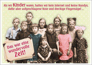 Geburtstagskarte für Kinder: Nostalgischer Retro - Humor - 'Ohne Handy Spaß' - Vintage Erinnerung an unbeschwerte Zeiten