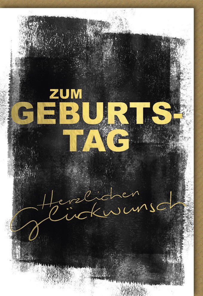 Geburtstagskarte für Männer - Elegante Doppelkarte in Schwarz & Gold mit Modernem Schriftzug zur Gratulation
