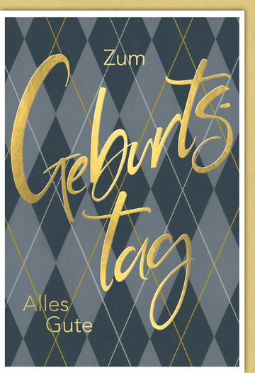 Geburtstagskarte für Männer - Elegante, Schlichte Doppelkarte in Gold & Schwarz, Glückwunsch Gruß zur Feier & Gratulation