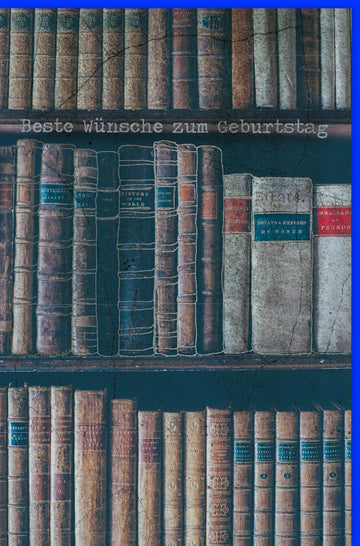 Geburtstagskarte für Männer - Vintage Bücherregal Design, Elegante Retro Glückwünsche, Klassische Literatur Motiv, Ideal für Buchliebhaber