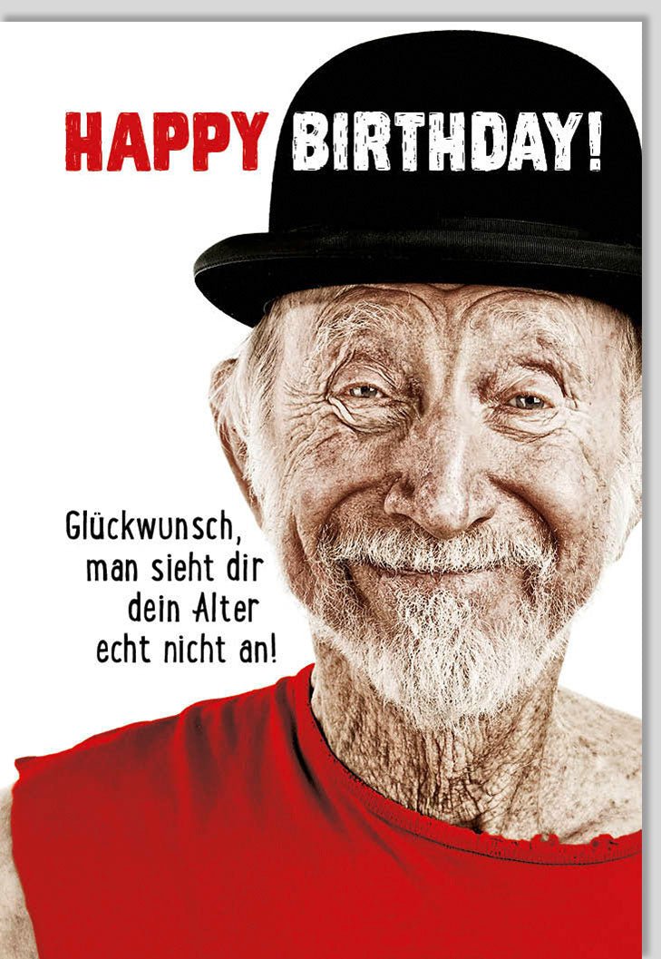 Geburtstagskarte für Männer - Witzige & Humorvolle Doppelkarte mit Lustigen Sprüchen zum Alter, Scherz - Glückwunschkarte in Rot, Happy Birthday Grußkarte für Herren & Senioren, Erwachsenen - Geburtstagsglückwünsche
