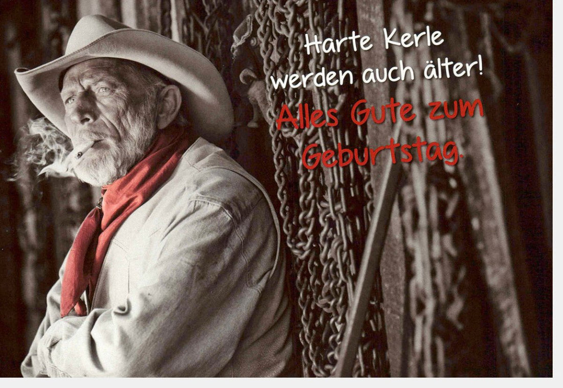 Geburtstagskarte für Männer - Witzige Vintage Gratulations - Doppelkarte mit Humor für Harte Kerle, Cool & Originell