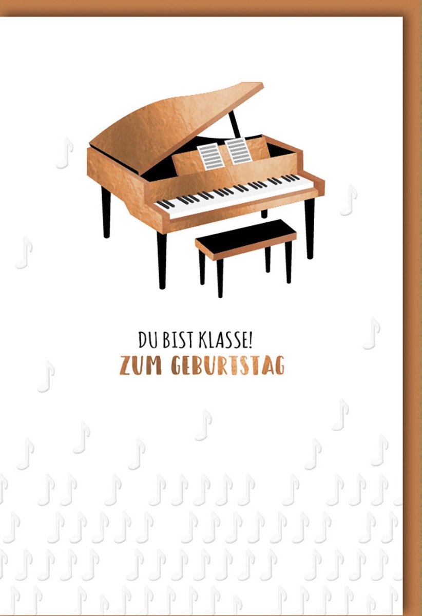 Geburtstagskarte für Musikliebhaber - Elegante Glückwunschkarte mit Klavier & Notenmotiv, Klassische Pianokarte für Musiker, Instrumental Geburtstagsgruß, Gratulationskarte für Klassikfans