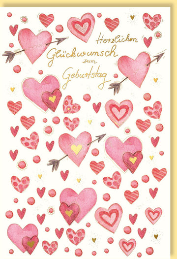 Geburtstagskarte für Partner: Romantische Liebe & Herzen, Goldfolie & Blindprägung, Hochwertiger Naturkarton, Skorpion - Motiv, Rosa Glückwunschkarte für Jubiläum, Valentinstag & besondere Beziehungsanlässe