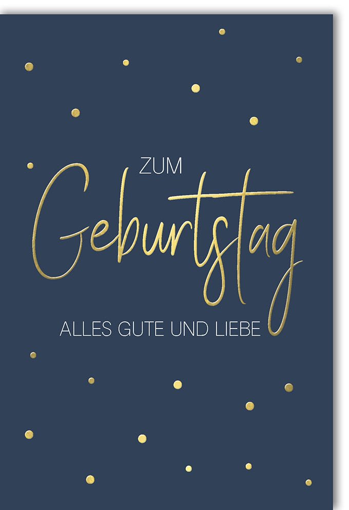 Geburtstagskarte Geschäftlich Elegant - Glückwunschkarte in Gold & Blau mit Punkten, Schlichtes Design für Feierliche Gratulation