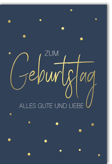 Geburtstagskarte Geschäftlich Elegant - Glückwunschkarte in Gold & Blau mit Punkten, Schlichtes Design für Feierliche Gratulation