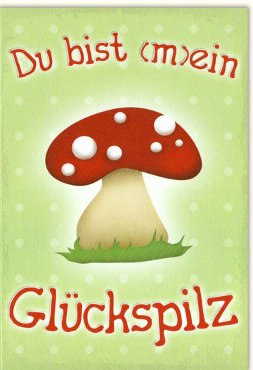 Geburtstagskarte & Glücksbringer - "Glückspilz" Doppelkarte mit Kleeblatt & Herz, Grün Rot Weiß Punkte Design, Liebevolle Grußkarte für Freundschaft und Feier, Herzlichen Glückwunsch Geschenkkarte