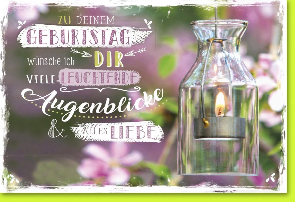 Geburtstagskarte - Glückwunsch mit Kerzen & Blumen, Liebevolle Grußkarte für Jubiläumsfeiern, Leuchtende Augenblickswünsche