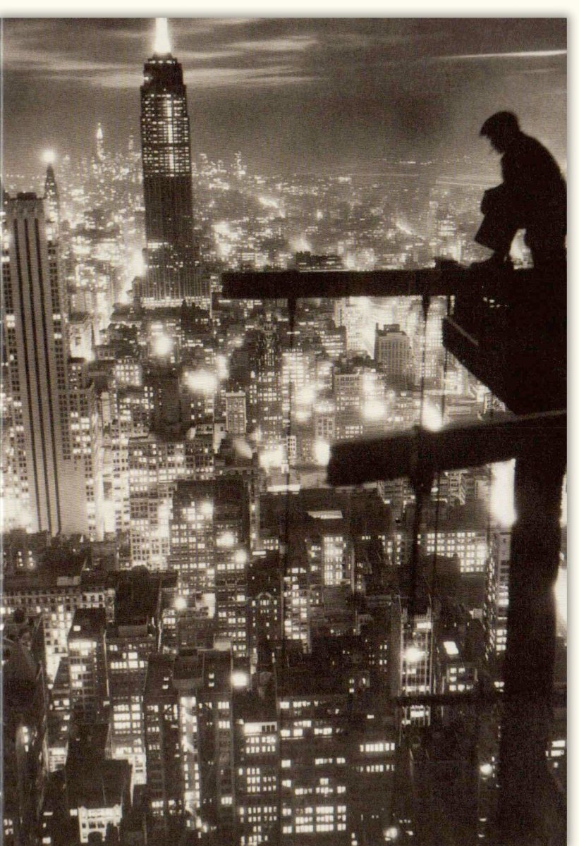 Geburtstagskarte / Glückwunschkarte - Elegante Doppelkarte Blankokarte "New York City Skyline bei Nacht" - Schwarz - Weiß NY Nightlights, Gebäude & Hochhäuser Silhouette, Urbane Metropolen - Architektur mit Lichtern, Ideal für Liebhaber urbaner Aussichten