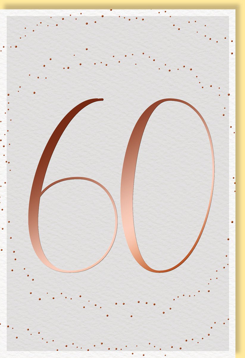 Geburtstagskarte Glückwunschkarte Geburtstag 60 Jahre stilvolles Design mit goldener Zahl und dezenten Punkten auf weißem Hintergrund edle Doppelkarte für runde Geburtstage mit Umschlag