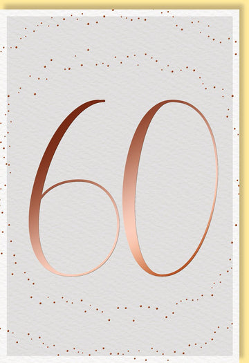 Geburtstagskarte Glückwunschkarte Geburtstag 60 Jahre stilvolles Design mit goldener Zahl und dezenten Punkten auf weißem Hintergrund edle Doppelkarte für runde Geburtstage mit Umschlag