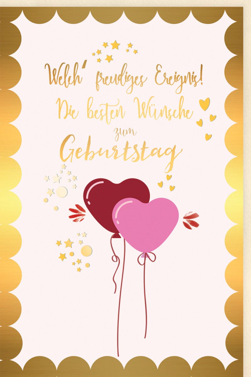 Geburtstagskarte - Herzliche Glückwunsch - Doppelkarte mit Luftballons & Sternen, Liebevolle Jubiläums - Feierkarte, Freude & Liebe