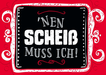 Geburtstagskarte Humorvoll - Witzige Postkarte mit frechen Sprüchen, Schwarz - Rot - Weiß Schriftzug, Typografie & Schnörkel Deko - Geschenk