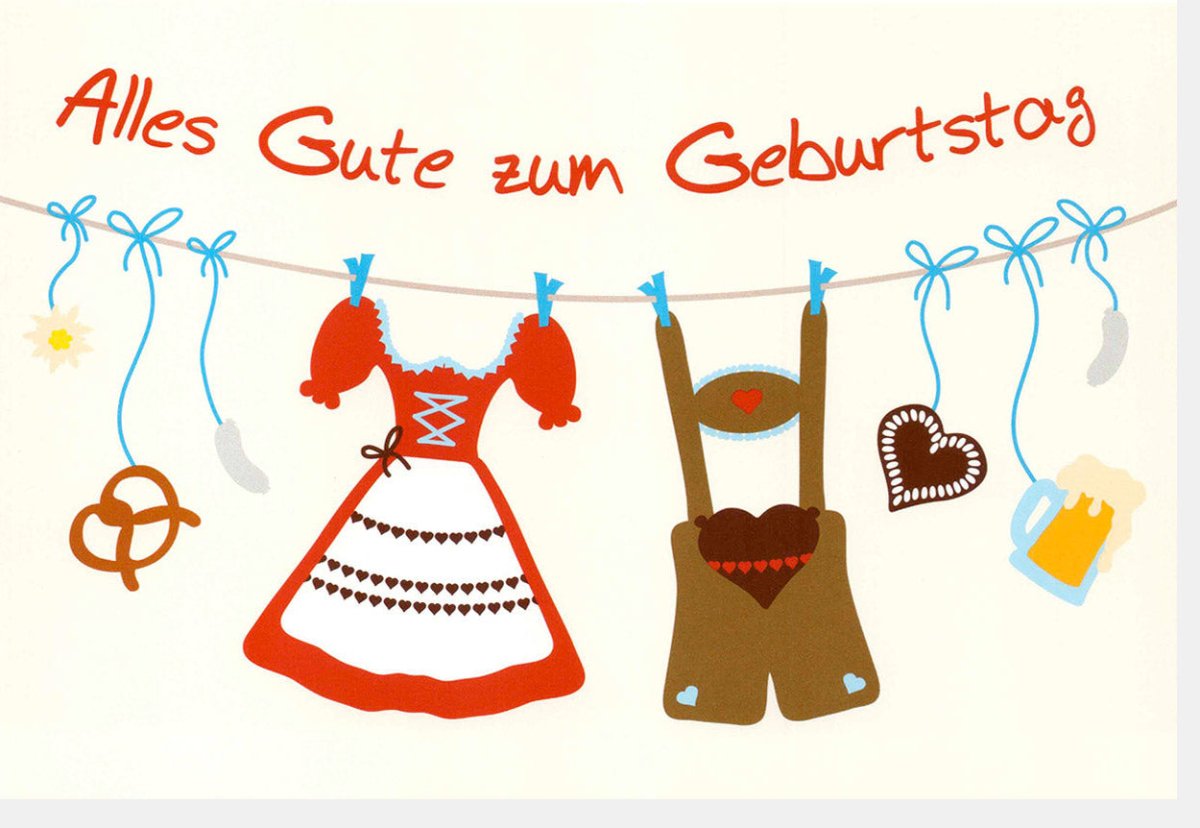 Geburtstagskarte im Bayrischen Stil - Traditionelle Tracht, Bier & Brezel Motiv, Glückwunsch mit Dirndl und Lederhosen für Bayerische Geburtstagsfeier