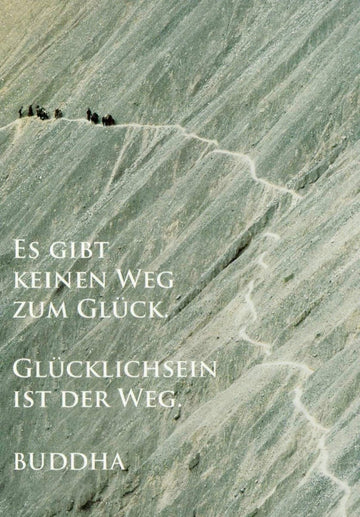 Geburtstagskarte - Inspirierende Buddha Weisheiten Postkarte, Glück & Weg Motiv, Natur Landschaft mit Bergpfad, Entspannung & Zen für Mindfulness, Frieden und Balance, Spirituelle Motivationskarte