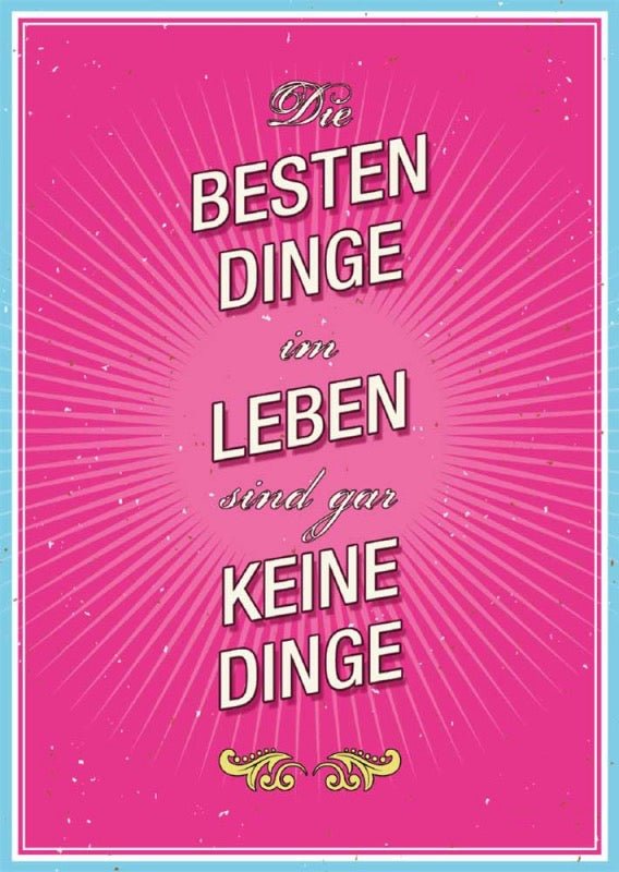 Geburtstagskarte - Inspirierende Lebensweisheiten und Glückszitate, Motivierende Postkarte in Pink Retro Design mit Vintage Schriftzug, Deko & Geschenk