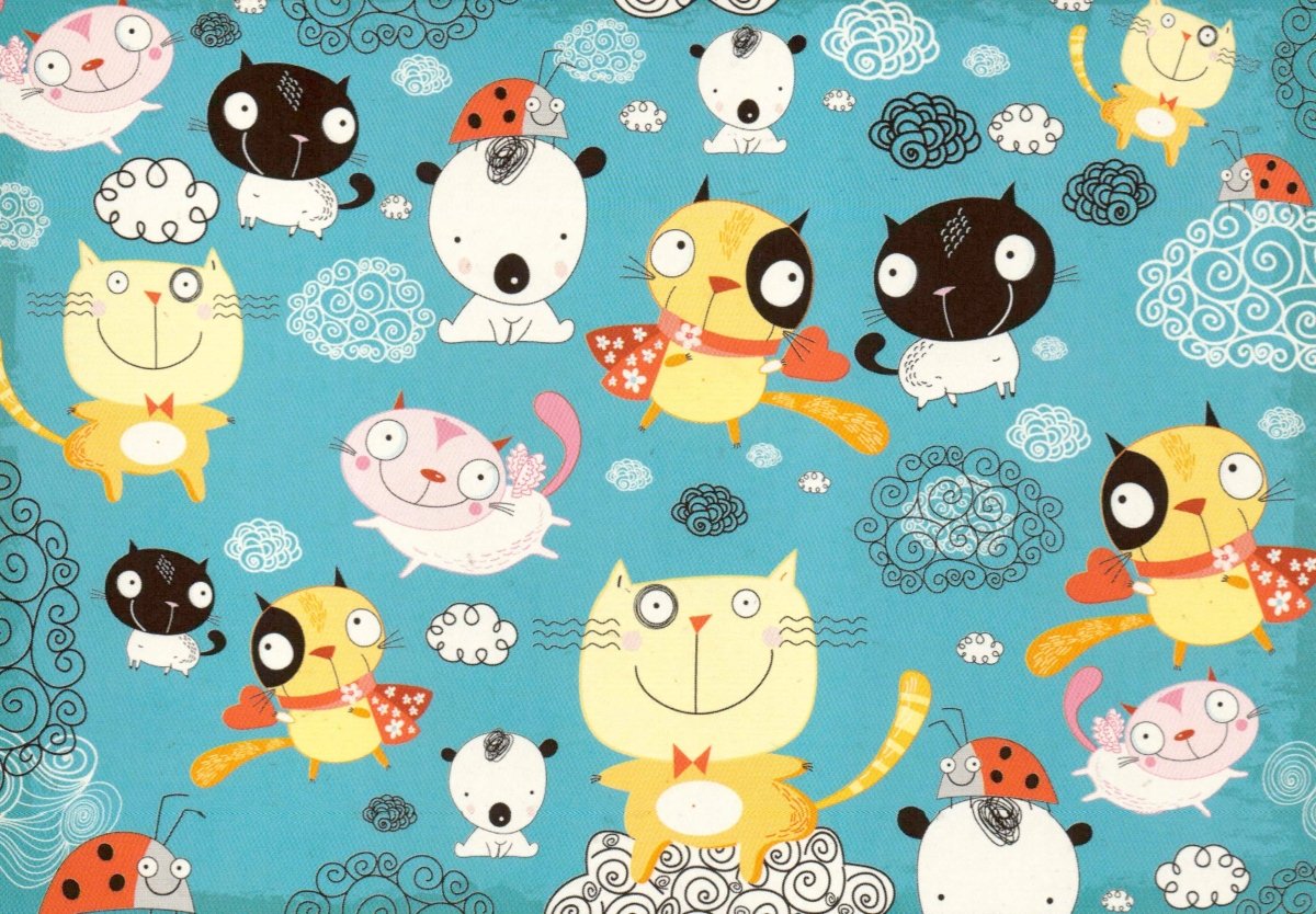 Geburtstagskarte Katzen Illustration - Bunte Niedliche Cartoon - Katzen Postkarte für Tierliebhaber, Geschenk für Sammler, Humorvolle Spaß - Karte, Kinderfreundliche Blankopostkarte, Tiere Sammelkarten Ideal für Katzenfreunde