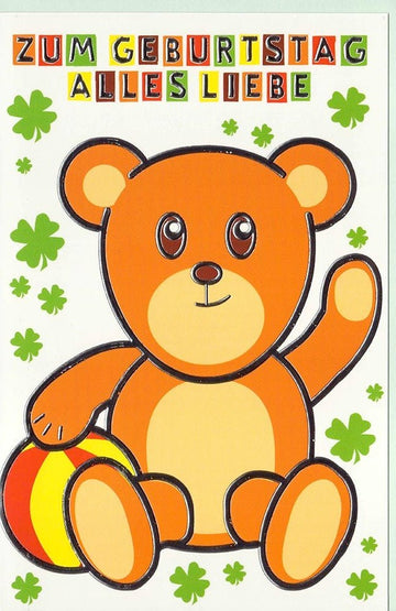 Geburtstagskarte Kinder Bär Ball
