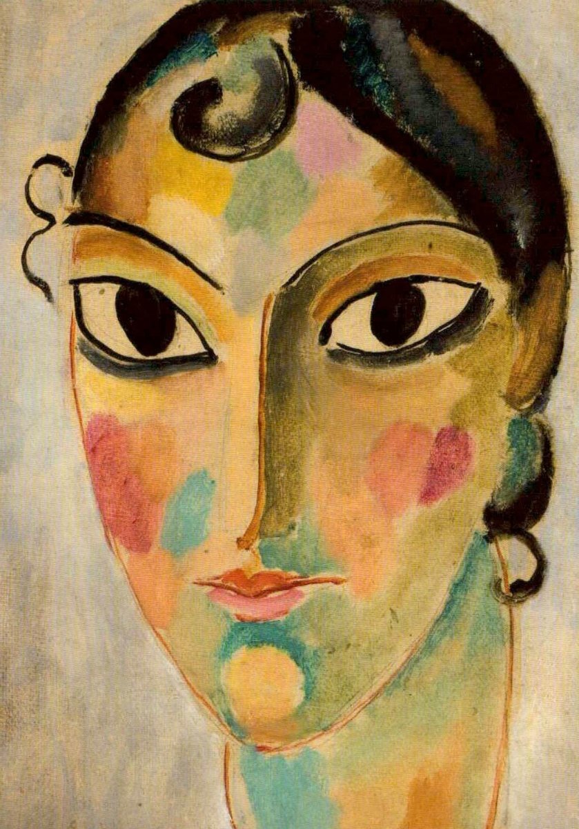 Geburtstagskarte Kunst Postkarte - Jawlensky "Asconeser Kopf", Expressionismus Kunstdruck, Abstraktes Gesicht in Farben, Blanko Sammel - & Deko - Postkarte