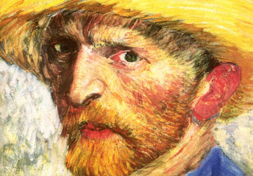 Geburtstagskarte Kunstliebhaber - Van Gogh Selbstporträt mit Strohhut 1887, Vintage Kunstkarte, Impressionismus Sammlerstück
