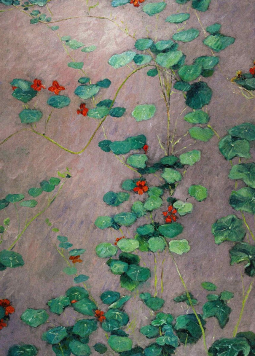 Geburtstagskarte Kunstpostkarte Caillebotte Nasturtien - Impressionistisches Blumen Gemälde, Kunstdruck Sammlerstück, Vintage Wanddekoration