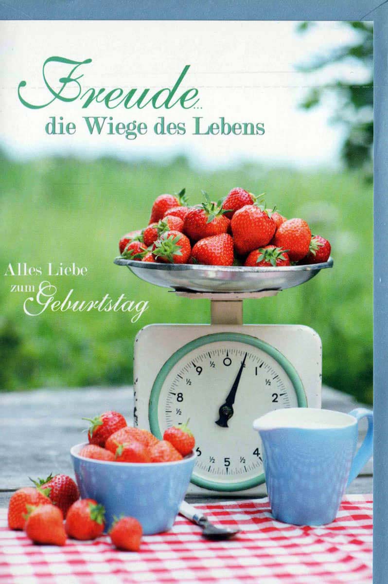 Geburtstagskarte Land Natur: Waage Erdbeeren