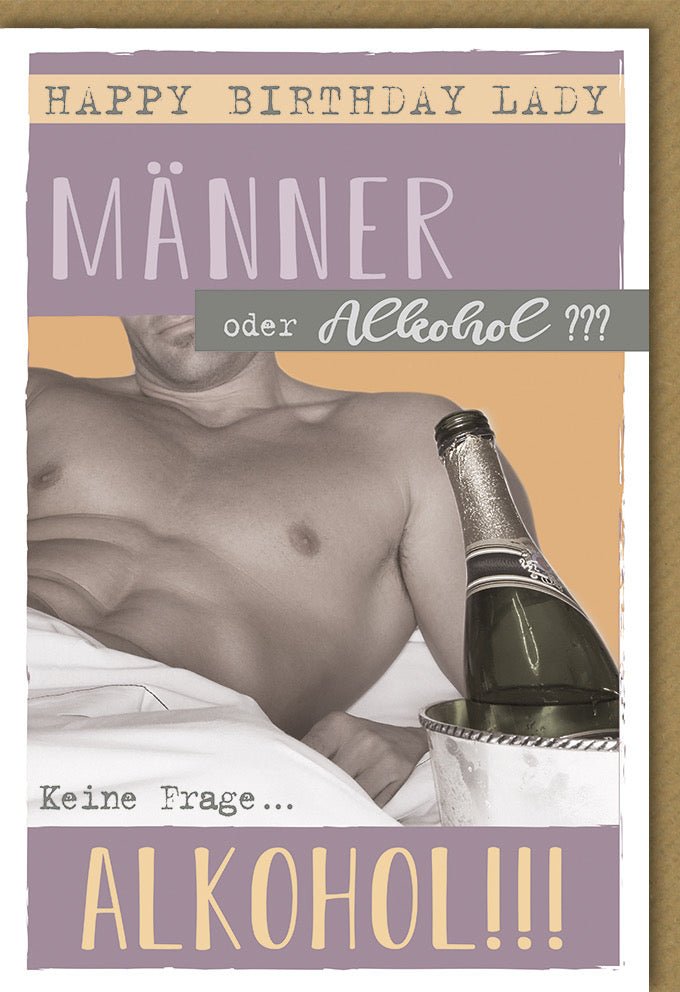 Geburtstagskarte - Lustige Doppelkarte für Frauen & Männer mit Alkohol & Champagner Motiv, Erotisch Humorvolle Glückwunschkarte
