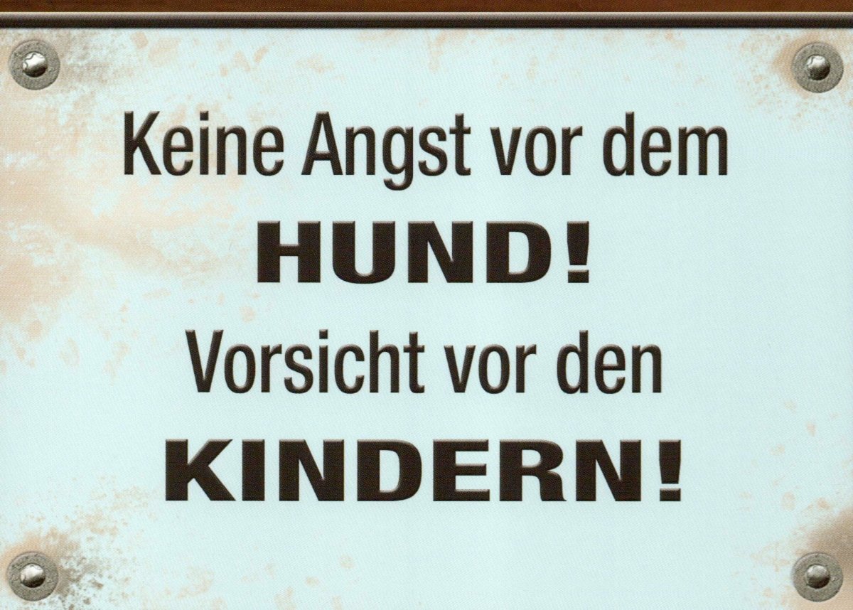 Geburtstagskarte - Lustige Postkarte mit Witzigem Hund und Spruch, Humorvolle Warnung für Kinder & Erwachsene, Spaß Geschenkidee, Scherz Deko Schild, Überraschung für Freunde & Familie