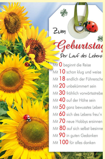 Geburtstagskarte Maxi A4 - Sonnenblumen & Marienkäfer Design, Bunte XXL Glückwünschkarte für Alle Lebensabschnitte, Großformatige Natur Blumen Grußkarte, Fröhliche Feier Anlass Karte