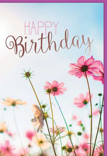 Geburtstagskarte mit Blumenmotiv und Schriftzug Happy Birthday ideal für Geburtstagsglückwünsche farbenfrohes Design mit Umschlag