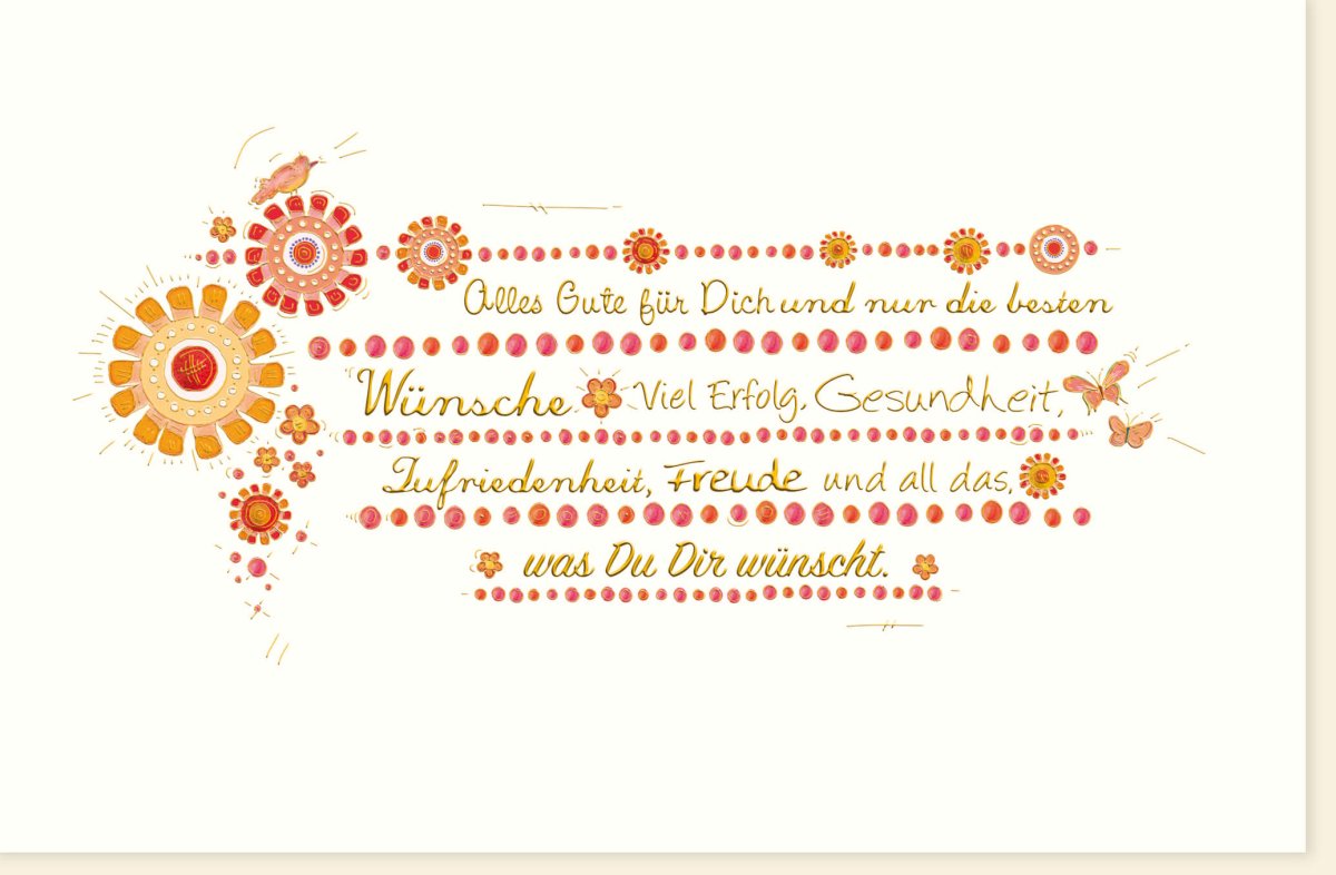 Geburtstagskarte mit Blumenmuster - Doppelkarte für Glückwünsche, Feier & Erfolg, Schriftzug zur Gratulation & Freude