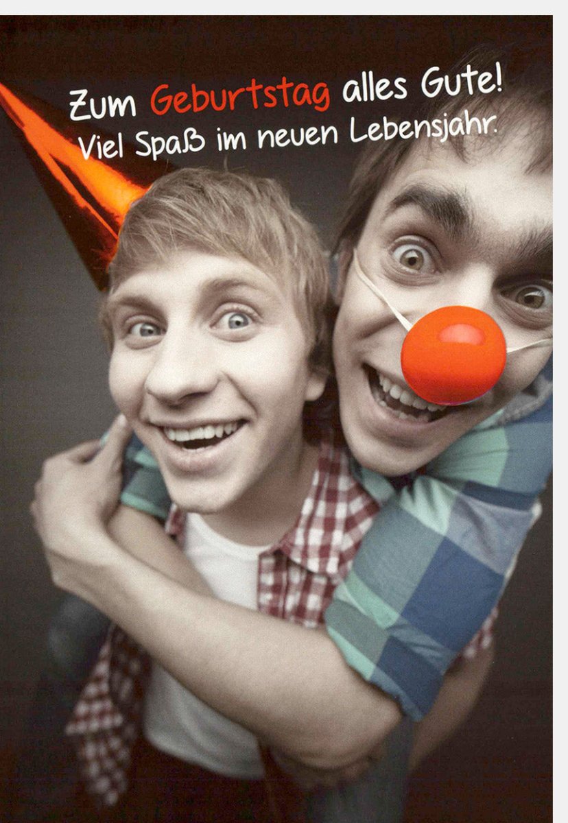 Geburtstagskarte mit Humor - Lustige Doppelkarte für Geburtstagsgruß, Rote Nasen Clown Motiv, Spaß & Freude, Witzige Überraschung, Party Feier Design, Lebensfreude & Freundschaft, Happy Birthday Celebration Fun Greeting Card